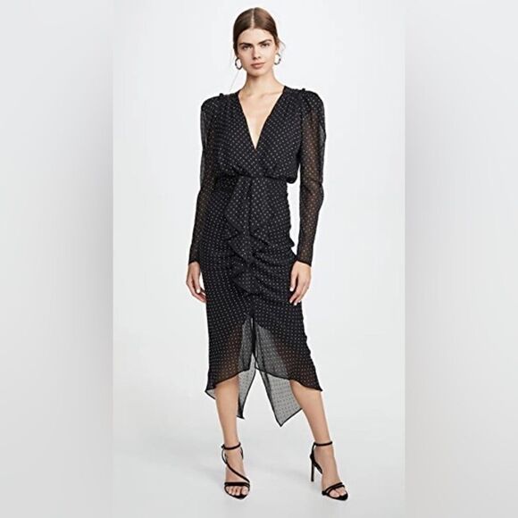 EUC Ronny Kobo Astrid Crystal Dress Black Polka Dot Party Sz. S - Picture 4 of 9